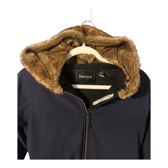Marmot Womens Navy Blue Furlong Faux Fur Hooded Jacket, Small - Picture 4 of 10